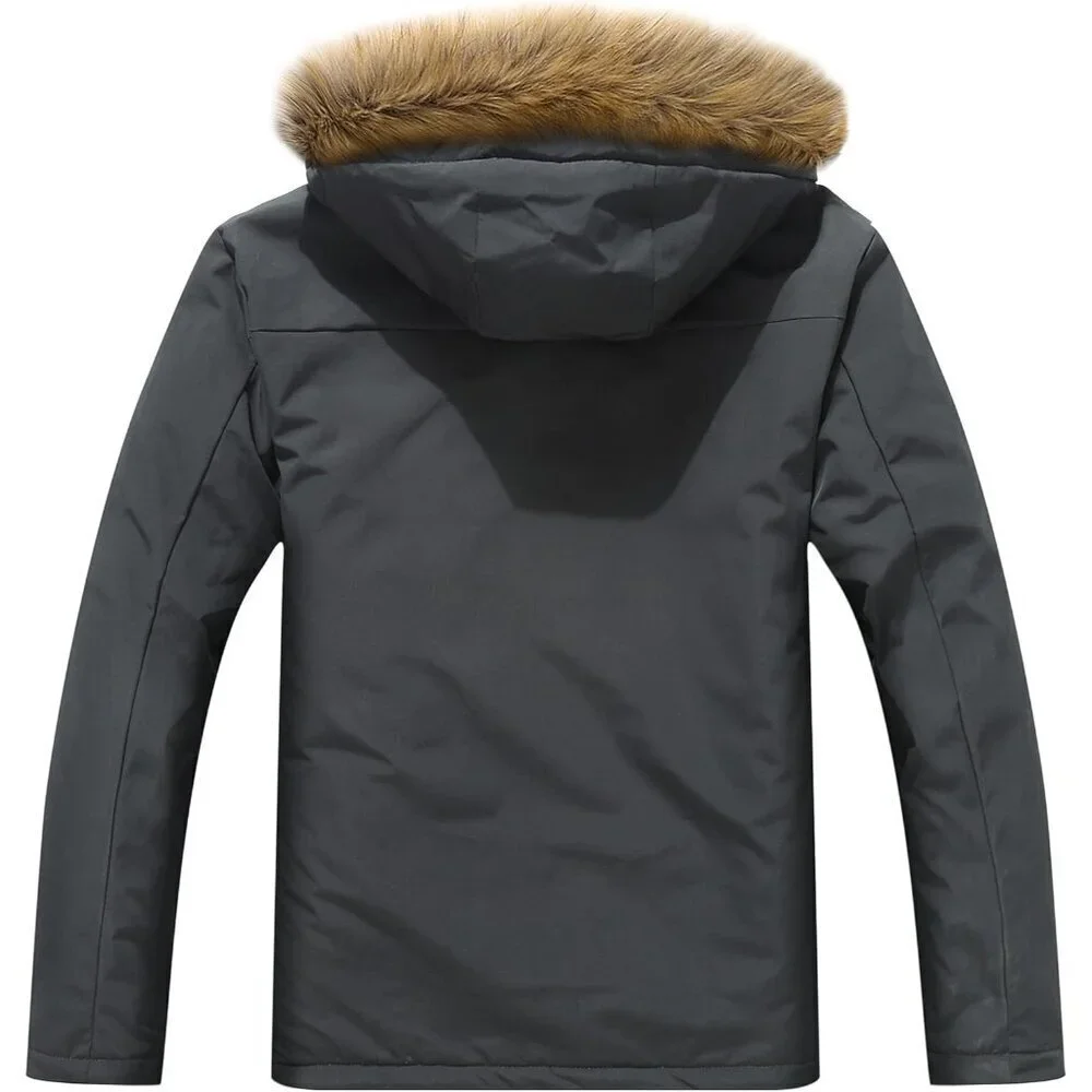 Men's Winter Coat Waterproof Warm Ski Snow Jacket Fur Hooded Parka Work Outerwea